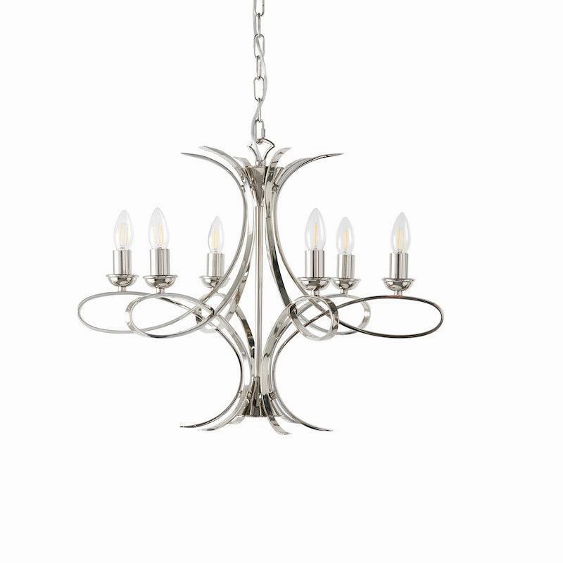 Penn 6 Light Polished Nickel Chandelier Interiors 1900