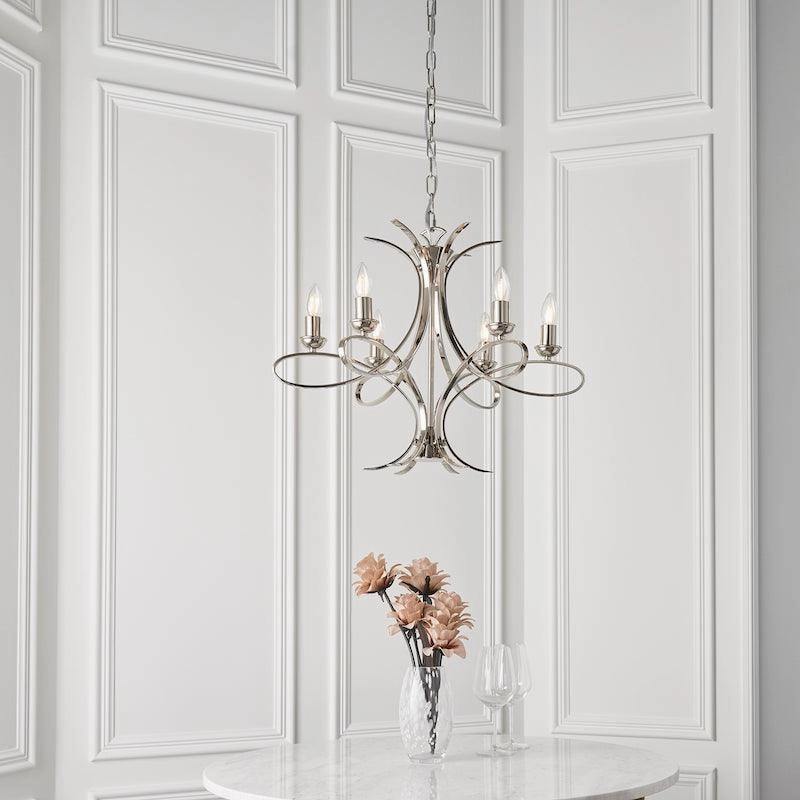 Penn 6 Light Polished Nickel Chandelier Interiors 1900