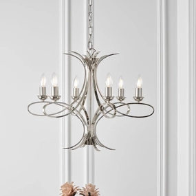Penn 6 Light Polished Nickel Chandelier Interiors 1900 simple ceiling design light