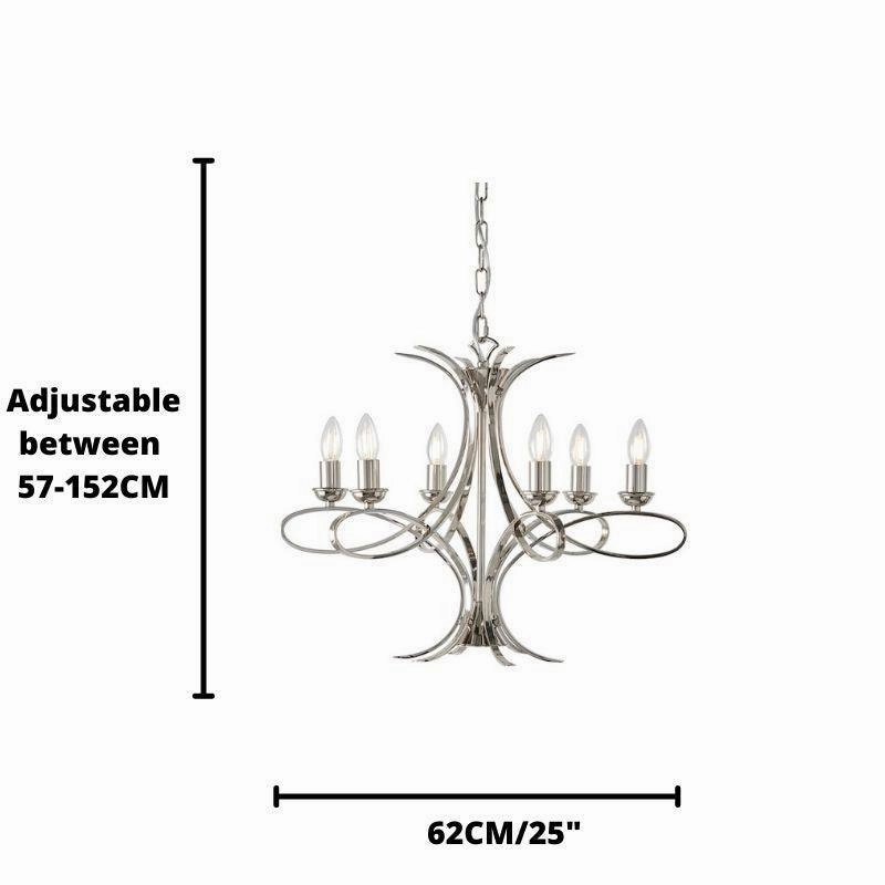 Penn 6 Light Polished Nickel Chandelier Interiors 1900