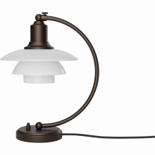 PH 2/2 - BRUNERET MESSING OG OPALGLAS BORDLAMPE - LOUIS POULSEN