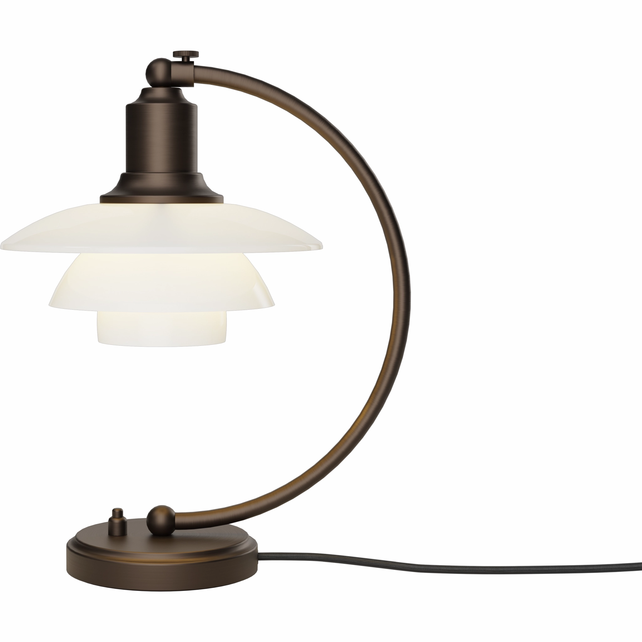PH 2/2 - BRUNERET MESSING OG OPALGLAS BORDLAMPE - LOUIS POULSEN