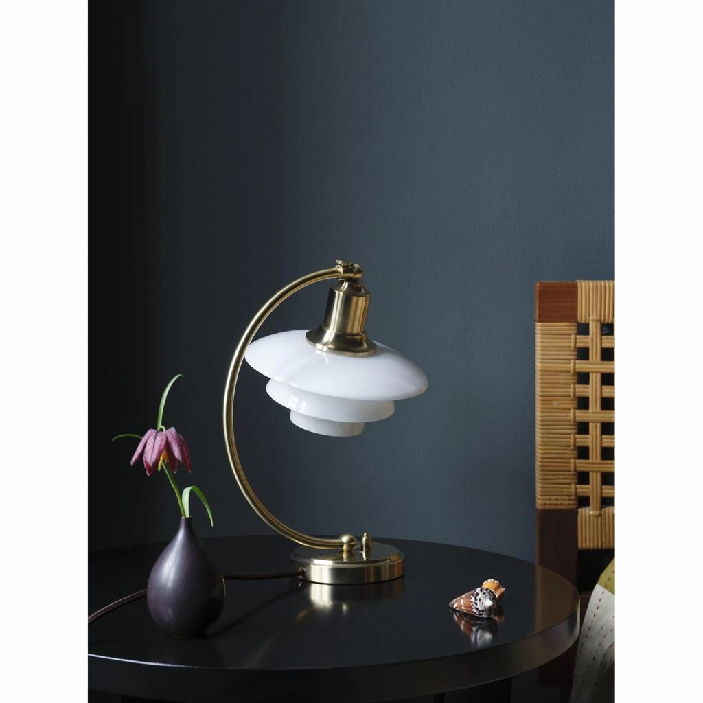 PH 2/2 LUNA MESSING/BLANKT OPALT GLAS BORDLAMPE