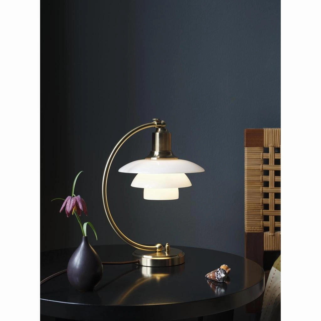 PH 2/2 LUNA MESSING/BLANKT OPALT GLAS BORDLAMPE