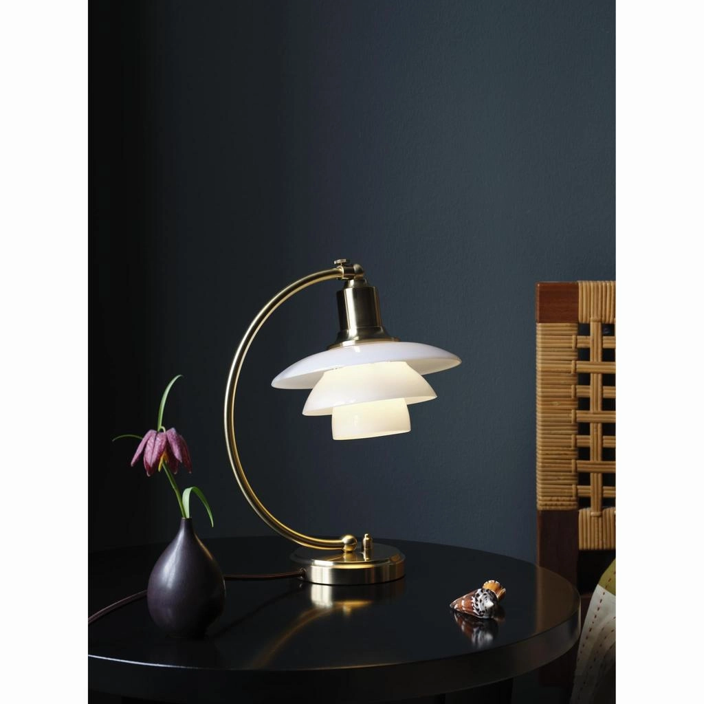 PH 2/2 LUNA MESSING/BLANKT OPALT GLAS BORDLAMPE