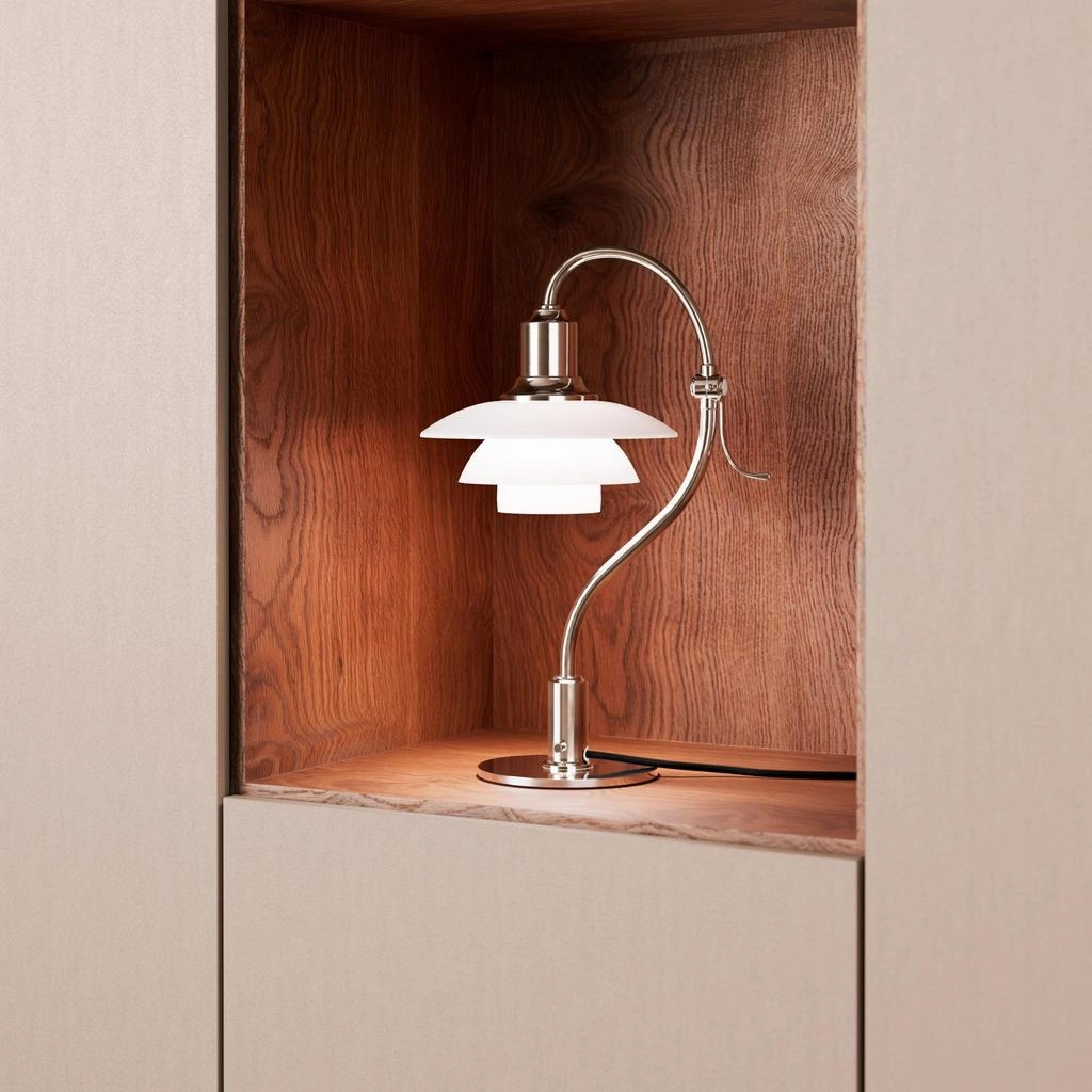 PH 2/2 Question Mark Chrome Bordlampe Chrome Plated/Glossy Opal Glass - LOUIS POULSEN