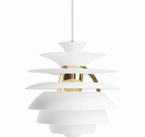 PH SNOWBALL SOFT HVID/MESSING METALLISERET flush mount chandelier