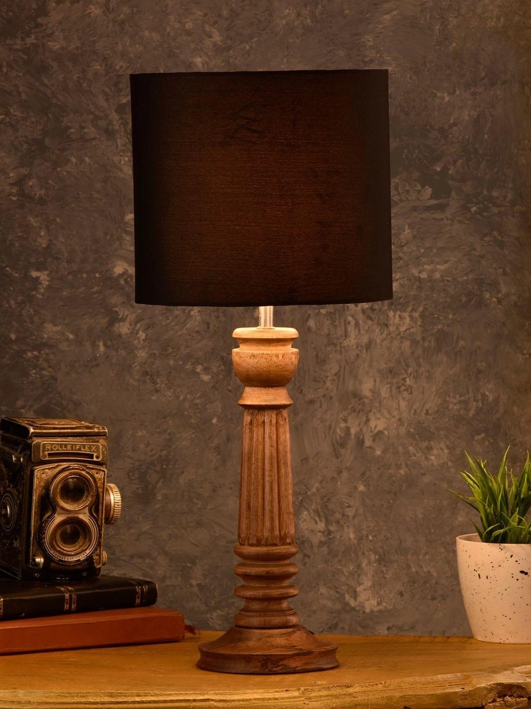 Pillar Brown Lamp with Black Cotton Shade Louis Poulsen chandelier