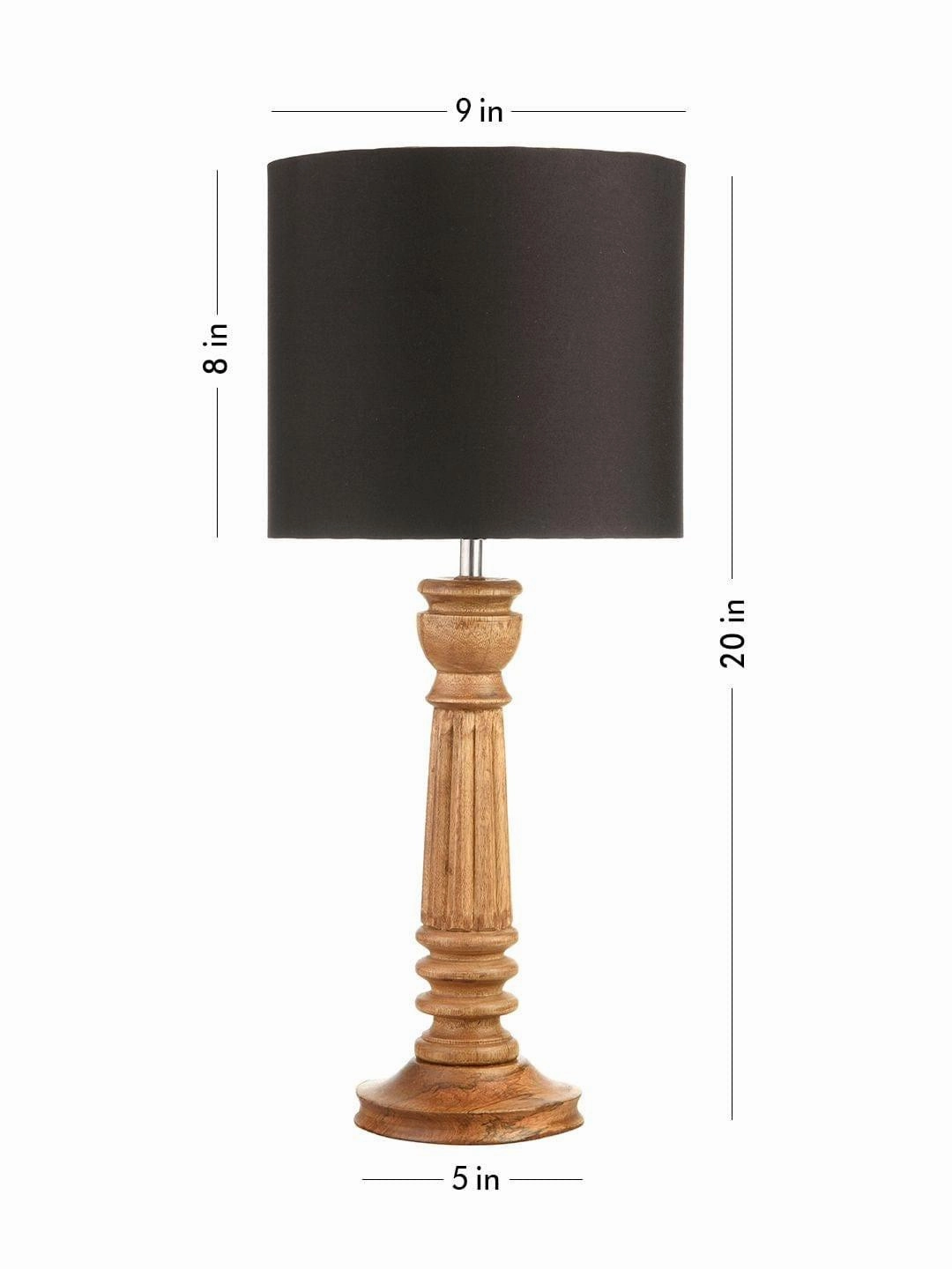 Pillar Brown Lamp with Black Cotton Shade