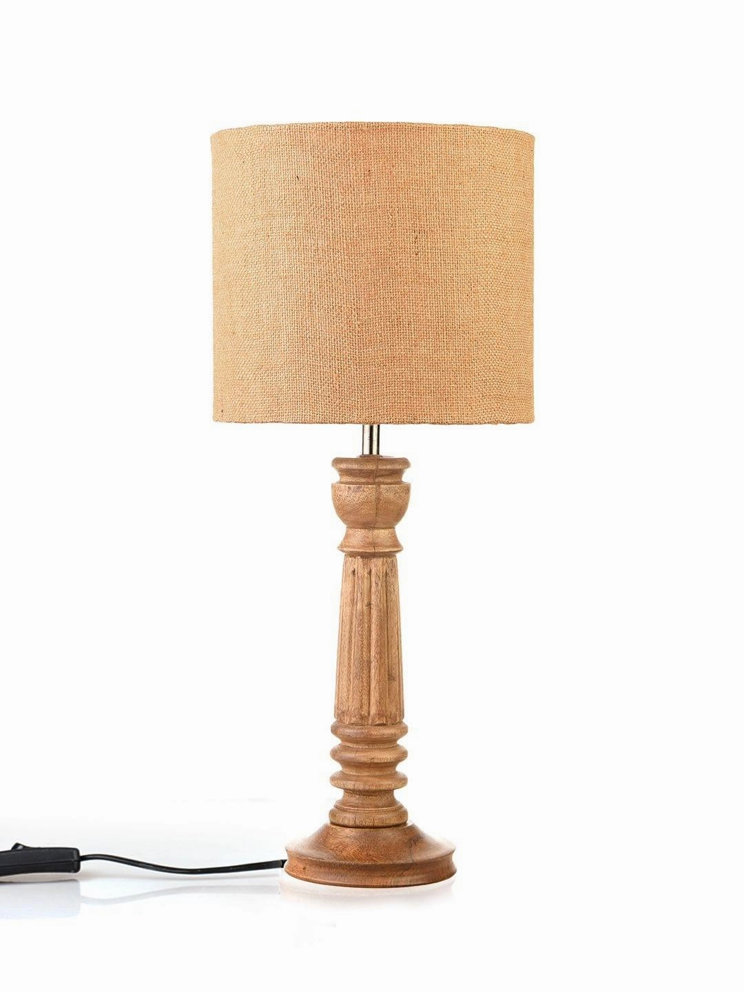 Pillar Brown Lamp with Brown Jute Shade