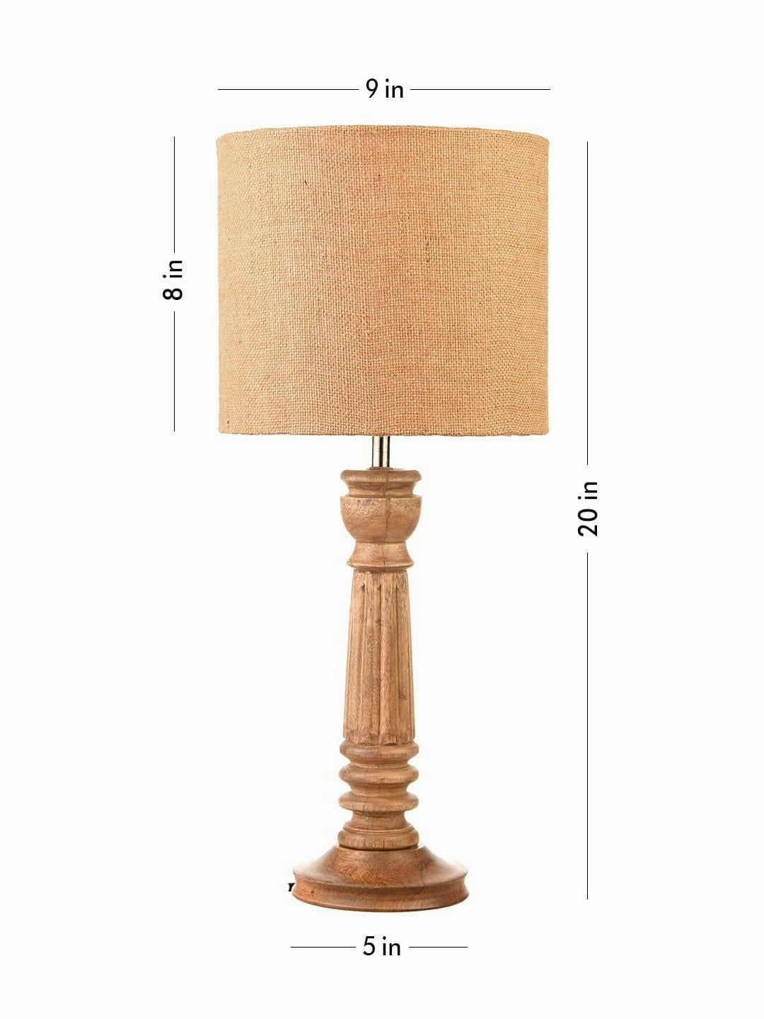 Pillar Brown Lamp with Brown Jute Shade