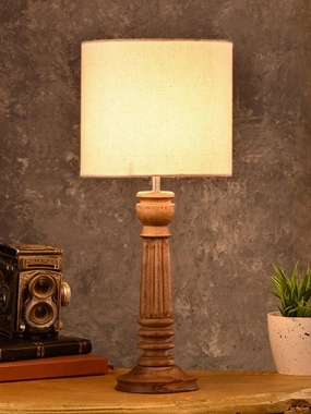 Pillar Brown Lamp with White Cotton Shade Louis Poulsen chandelier