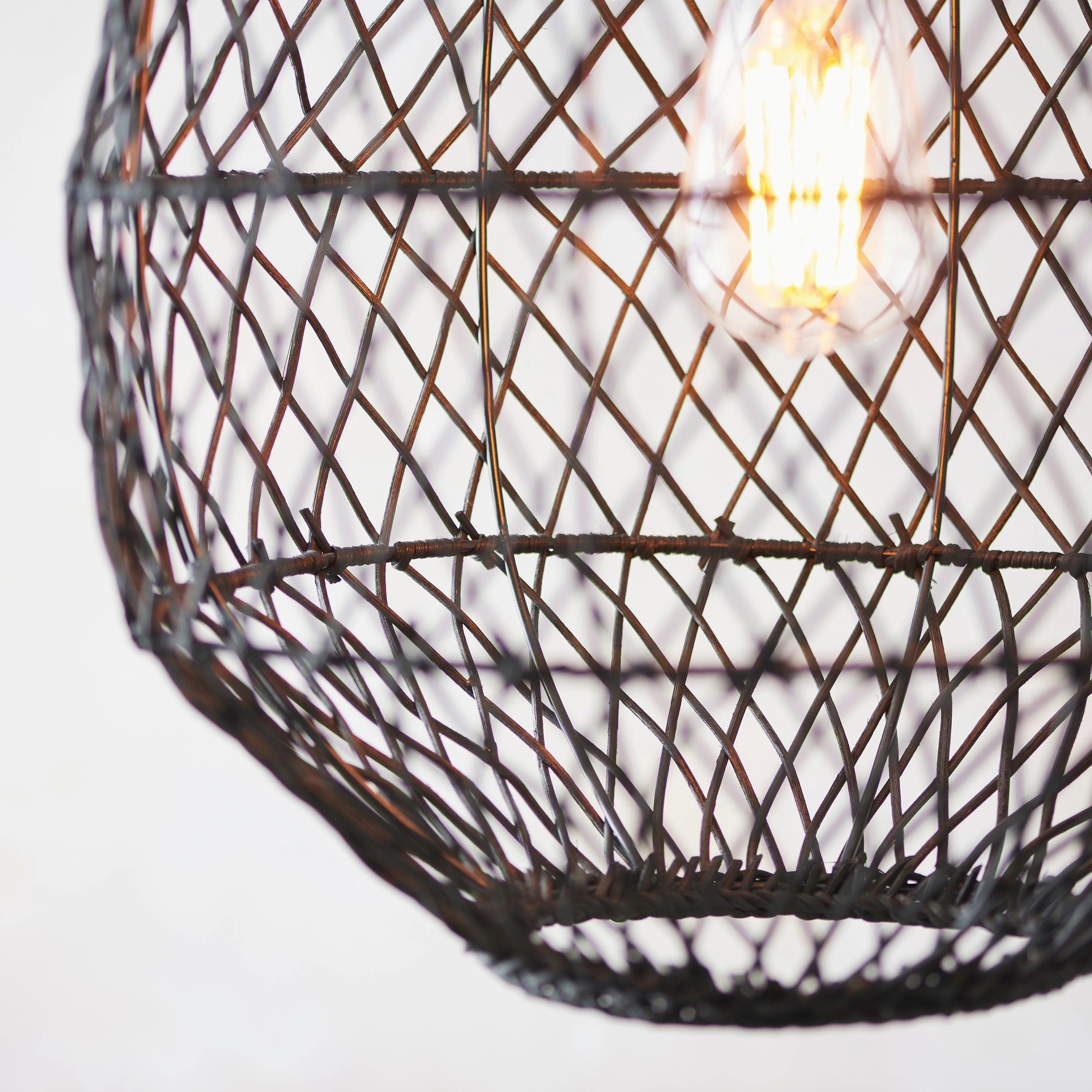 Pimva Handmade Black Rattan Ceiling Pendant Light