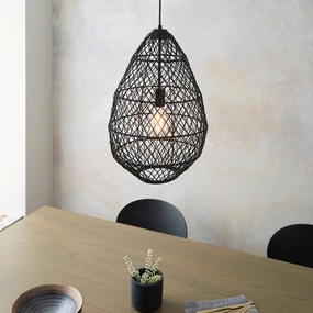 Pimva Handmade Black Rattan Ceiling Pendant Light modern ceiling lamp