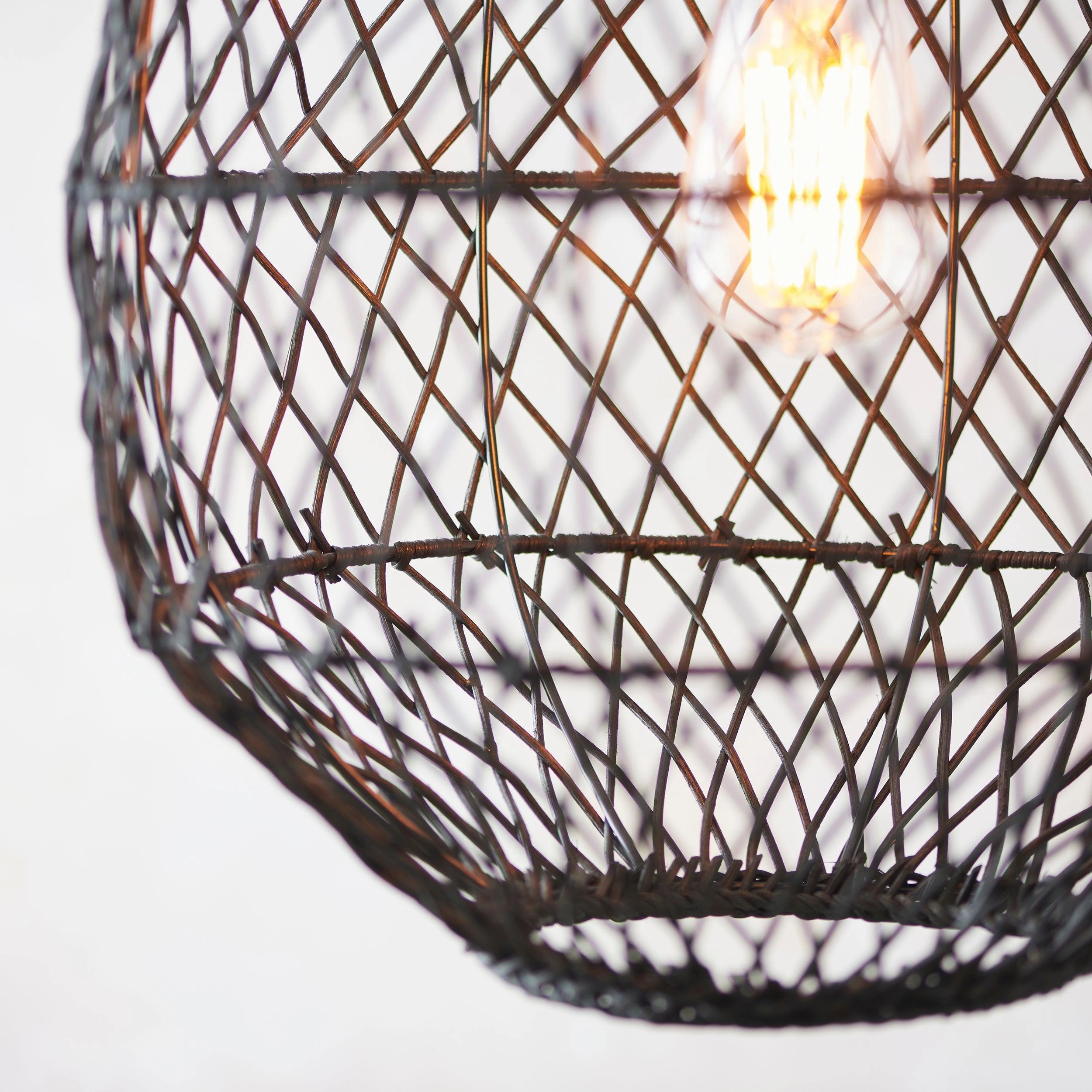 Pimva Handmade Black Rattan Ceiling Pendant Light