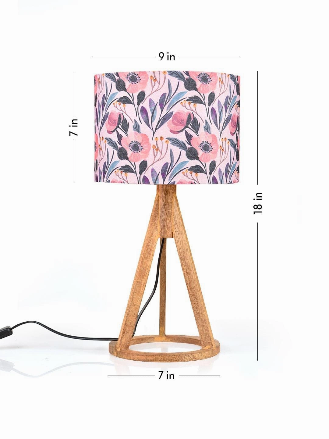 Pink Flower Trio Wooden Lamp