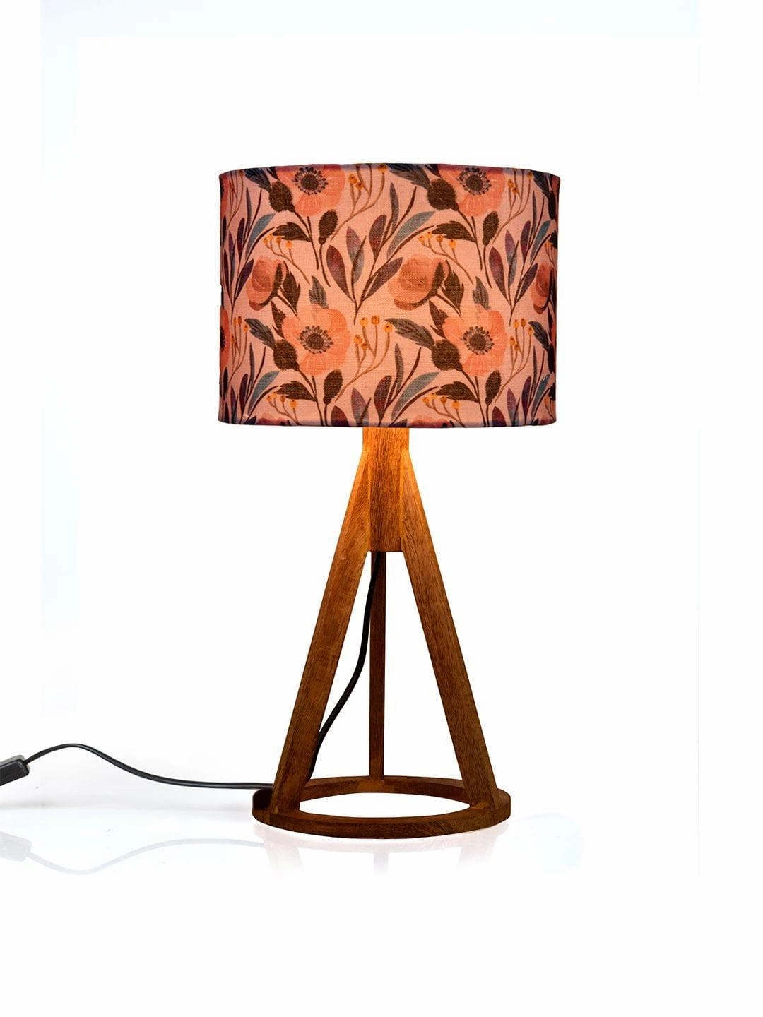 Pink Flower Trio Wooden Lamp