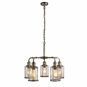Pipes 5 Light Brass Ceiling Pendant - Seeded Glass minimalist ceiling light