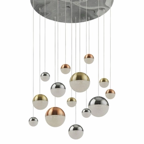 Planets 14 Light Multi-Drop LED Pendant Chrome/Copper/Brass minimalist ceiling light