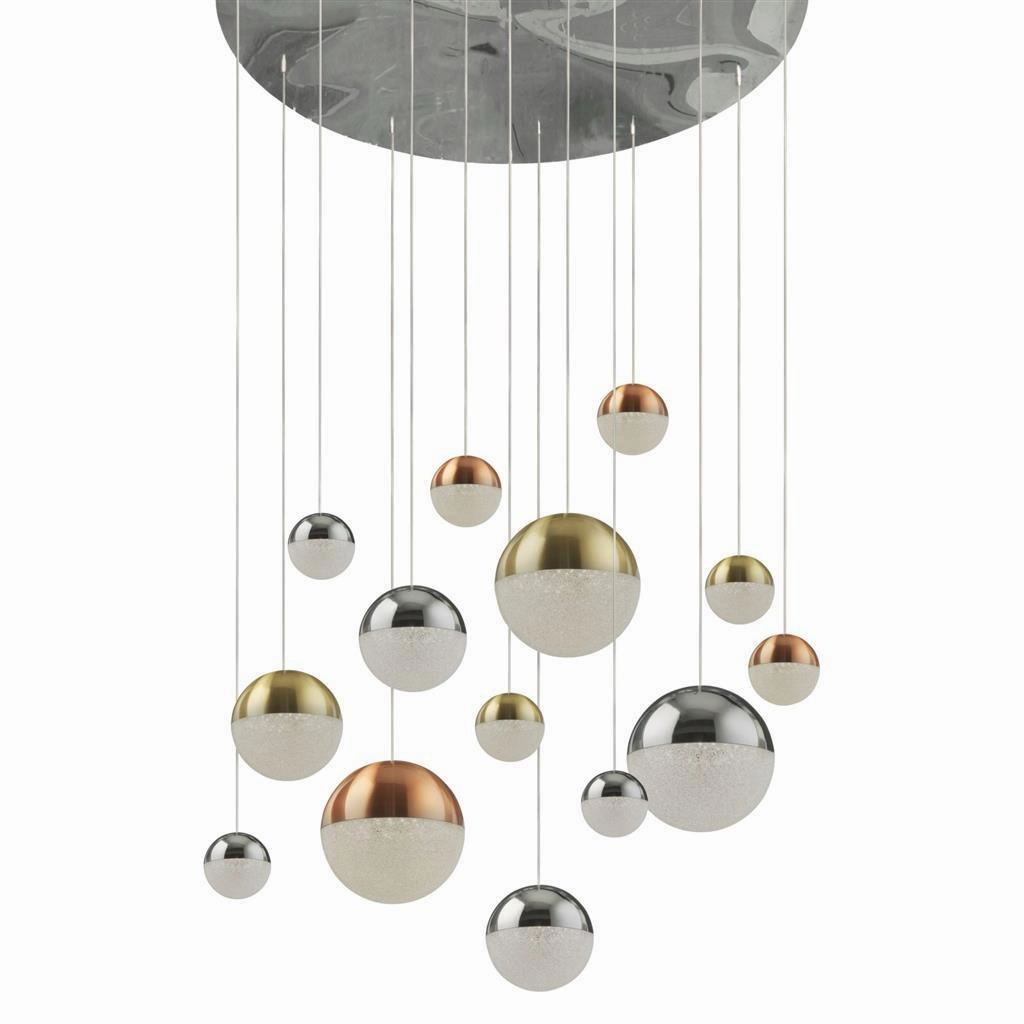 Planets 14 Light Multi-Drop LED Pendant Chrome/Copper/Brass minimalist ceiling light