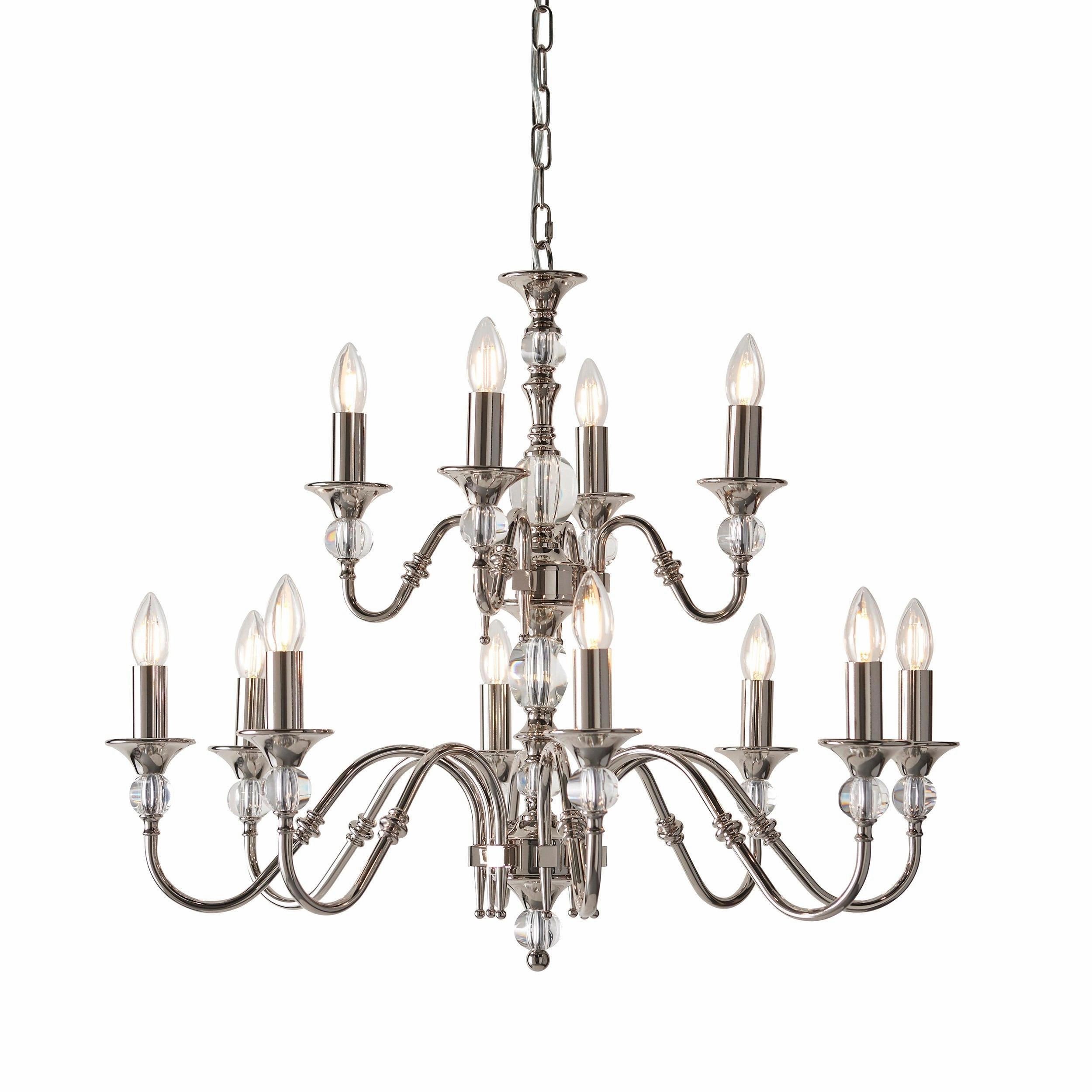 Polina 12 Light Polished Nickel Finish Chandelier