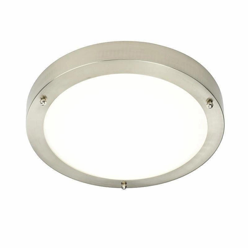 Portico Nickel & Glass Flush LED Bathroom Ceiling Light simple ceiling design light