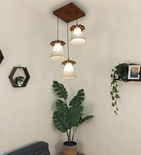 Propel Brown Wooden Cluster Hanging Lamp (BULB NOT INCLUDED) contemporary ceiling fixture