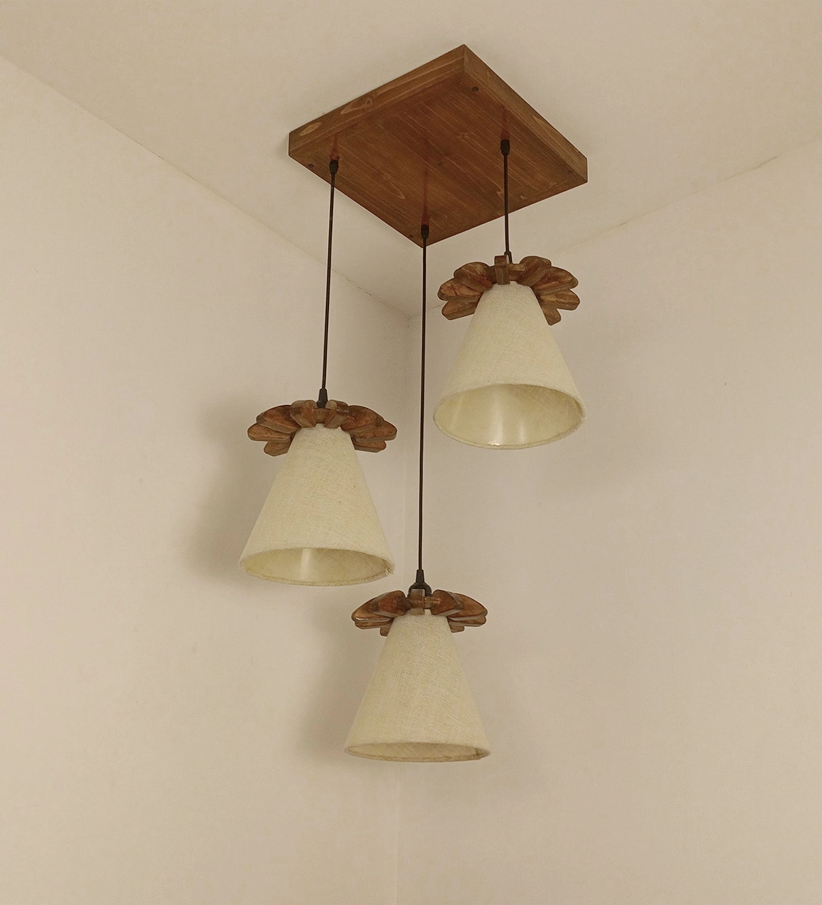 Propel Brown Wooden Cluster Hanging Lamp (BULB NOT INCLUDED)