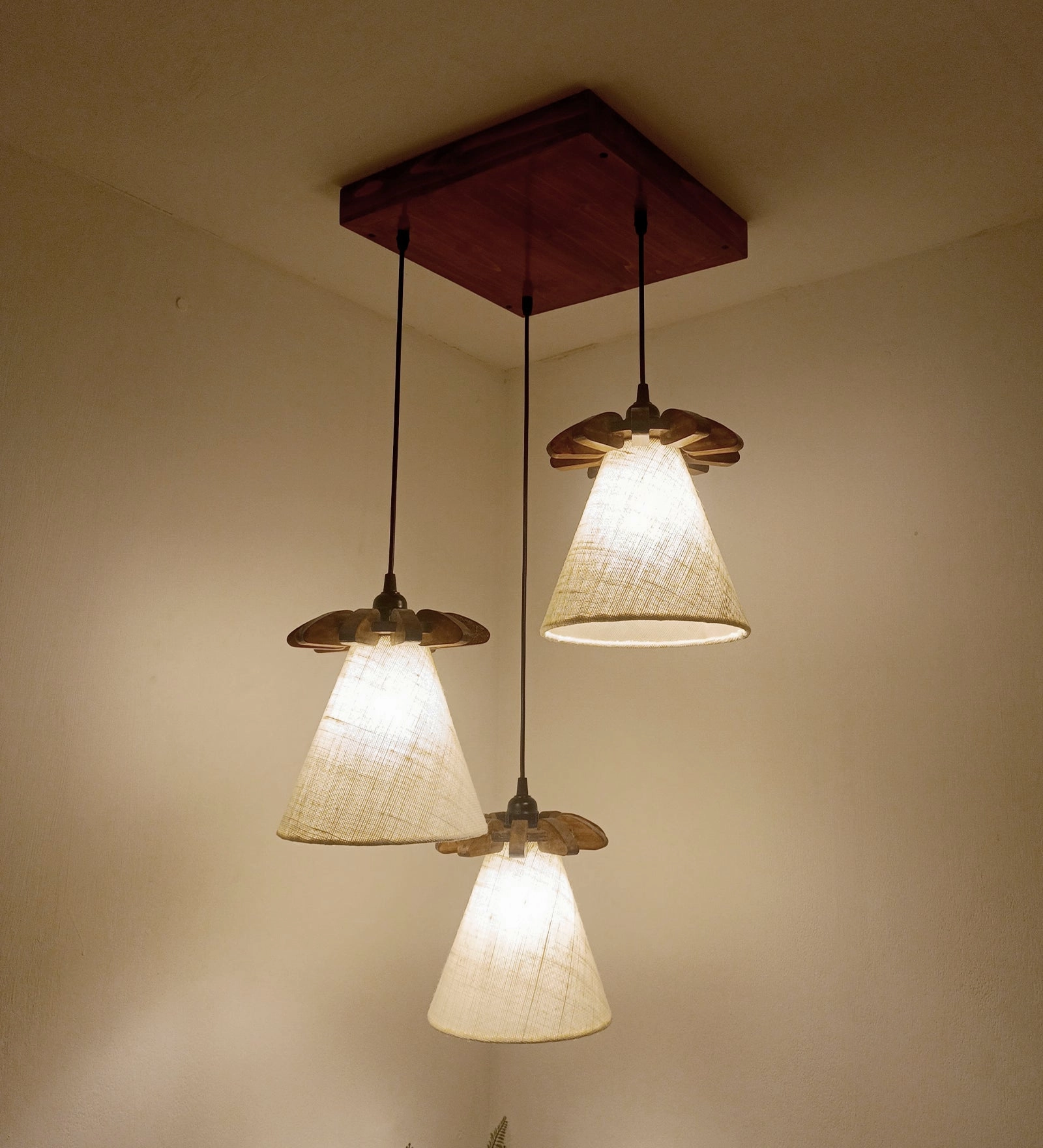Propel Brown Wooden Cluster Hanging Lamp (BULB NOT INCLUDED)