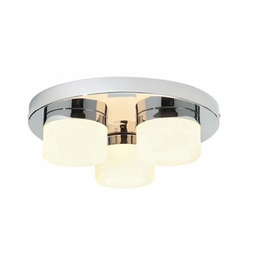 Pure Chrome & Opal Duplex Glass Flush Bathroom Ceiling Light simple ceiling design light