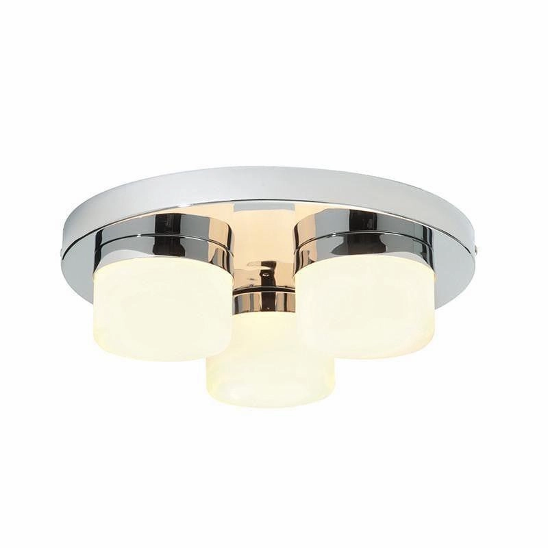 Pure Chrome & Opal Duplex Glass Flush Bathroom Ceiling Light simple ceiling design light