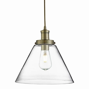 Pyramid 1 Light Brass Ceiling Pendant - Pyramid Glass Shade minimalist ceiling light