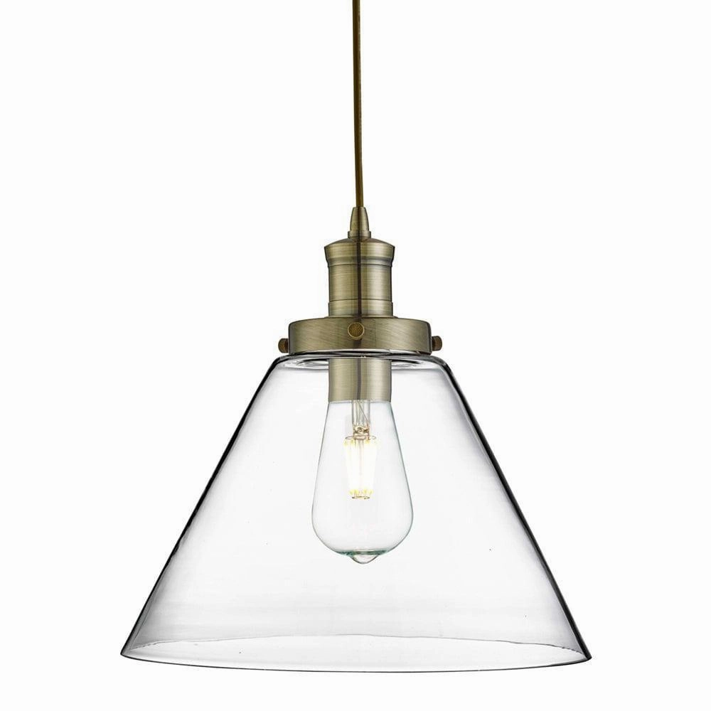 Pyramid 1 Light Brass Ceiling Pendant - Pyramid Glass Shade minimalist ceiling light