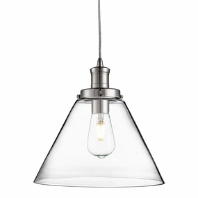 Pyramid 1 Light Chrome Ceiling Pendant - Pyramid Glass Shade minimalist ceiling light