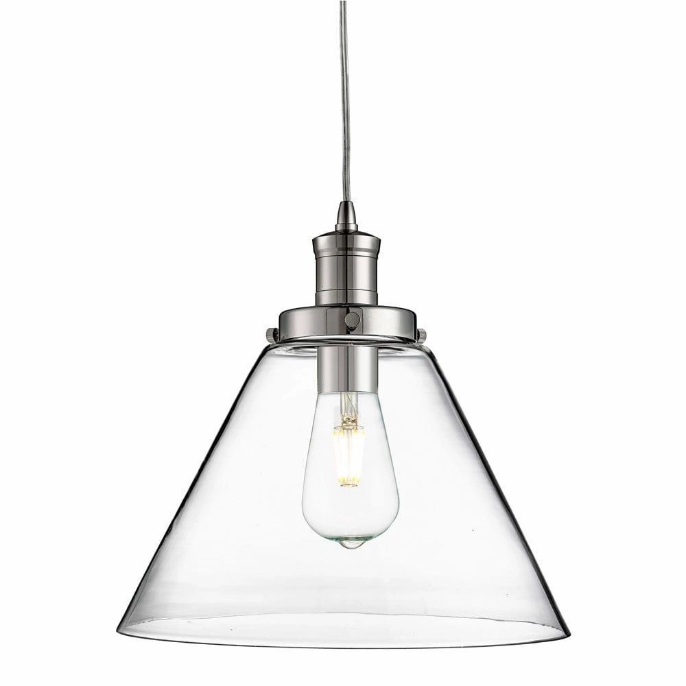 Pyramid 1 Light Chrome Ceiling Pendant - Pyramid Glass Shade minimalist ceiling light