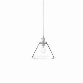 Pyramid 1 Light Silver Ceiling Pendant - Pyramid Glass Shade minimalist ceiling light