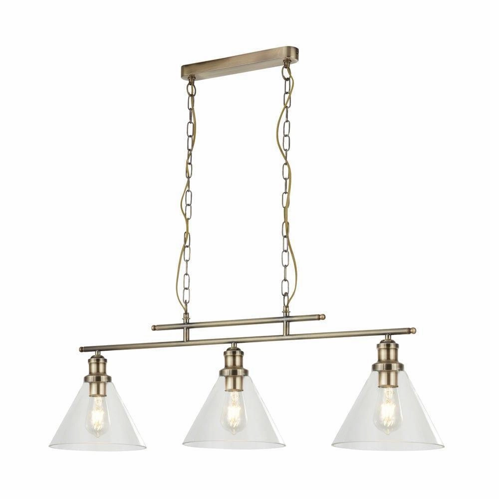 Pyramid 3 Light Brass Ceiling Pendant - Clear Glass Shades modern ceiling lamp