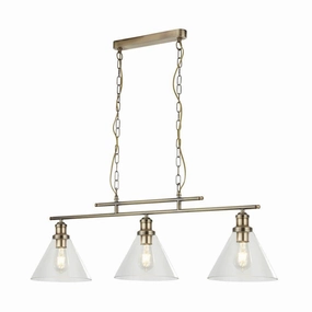 Pyramid 3 Light Brass Ceiling Pendant - Clear Glass Shades modern ceiling lamp