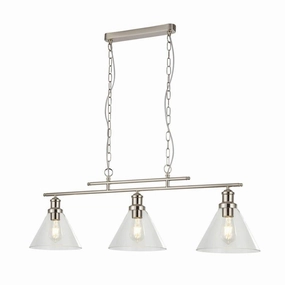 Pyramid 3 Light Silver Ceiling Pendant - Clear Glass Shades minimalist ceiling light