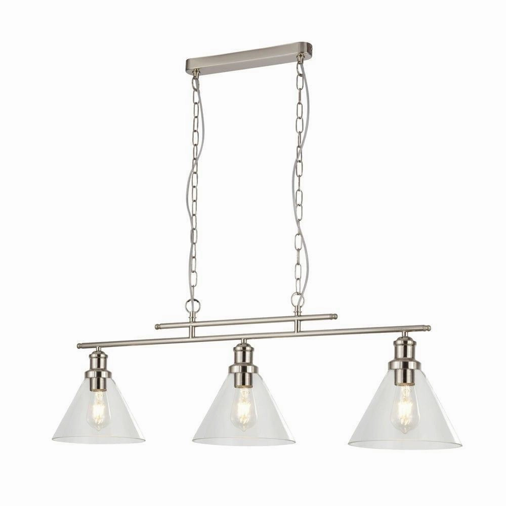 Pyramid 3 Light Silver Ceiling Pendant - Clear Glass Shades minimalist ceiling light