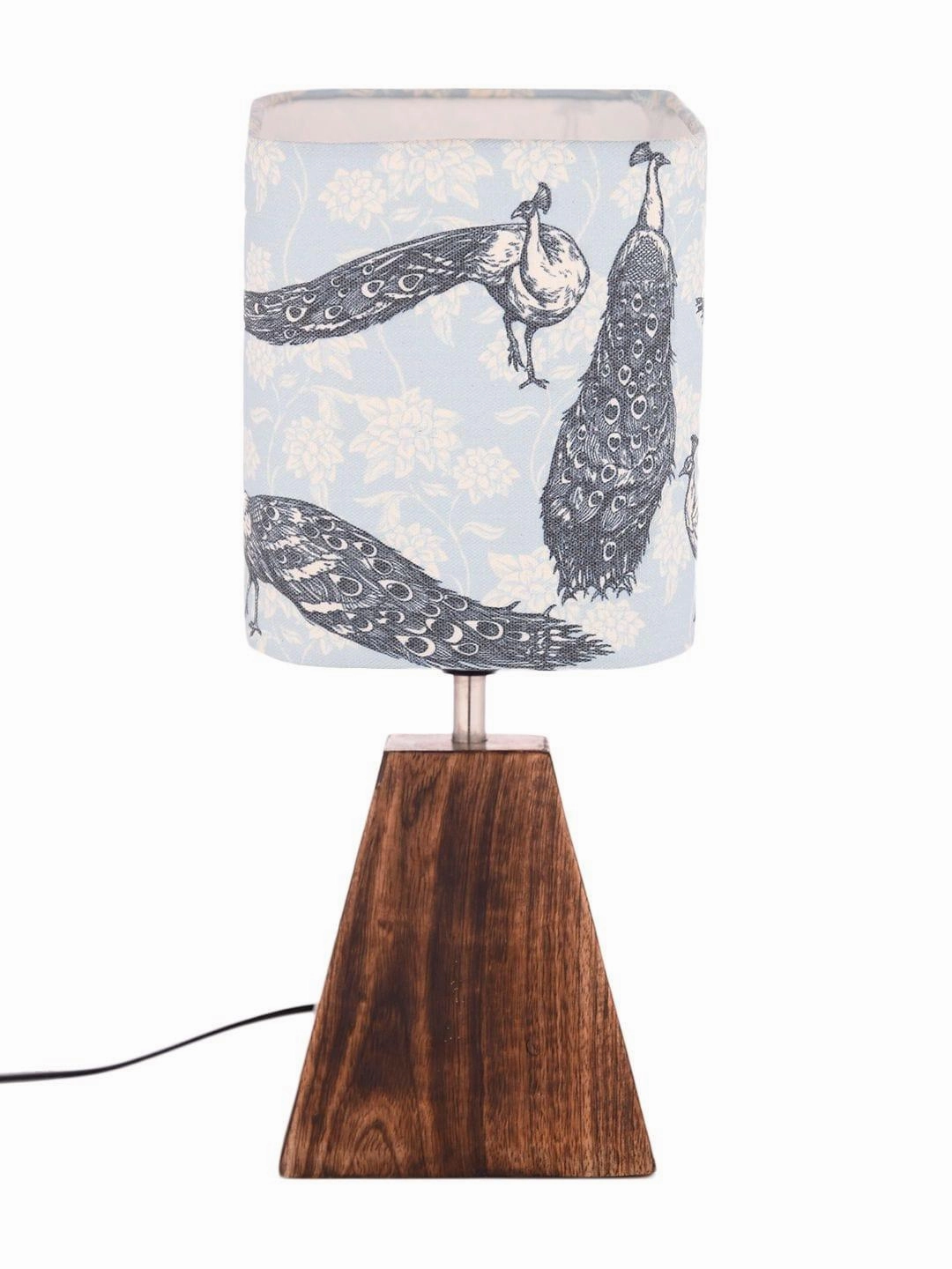 Pyramid Peacock Print Lamp