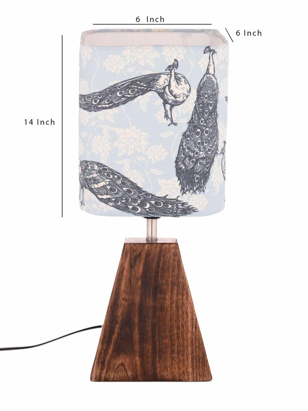 Pyramid Peacock Print Lamp