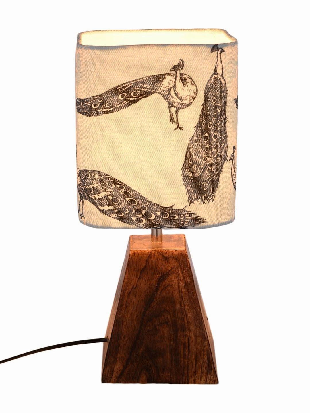 Pyramid Peacock Print Lamp