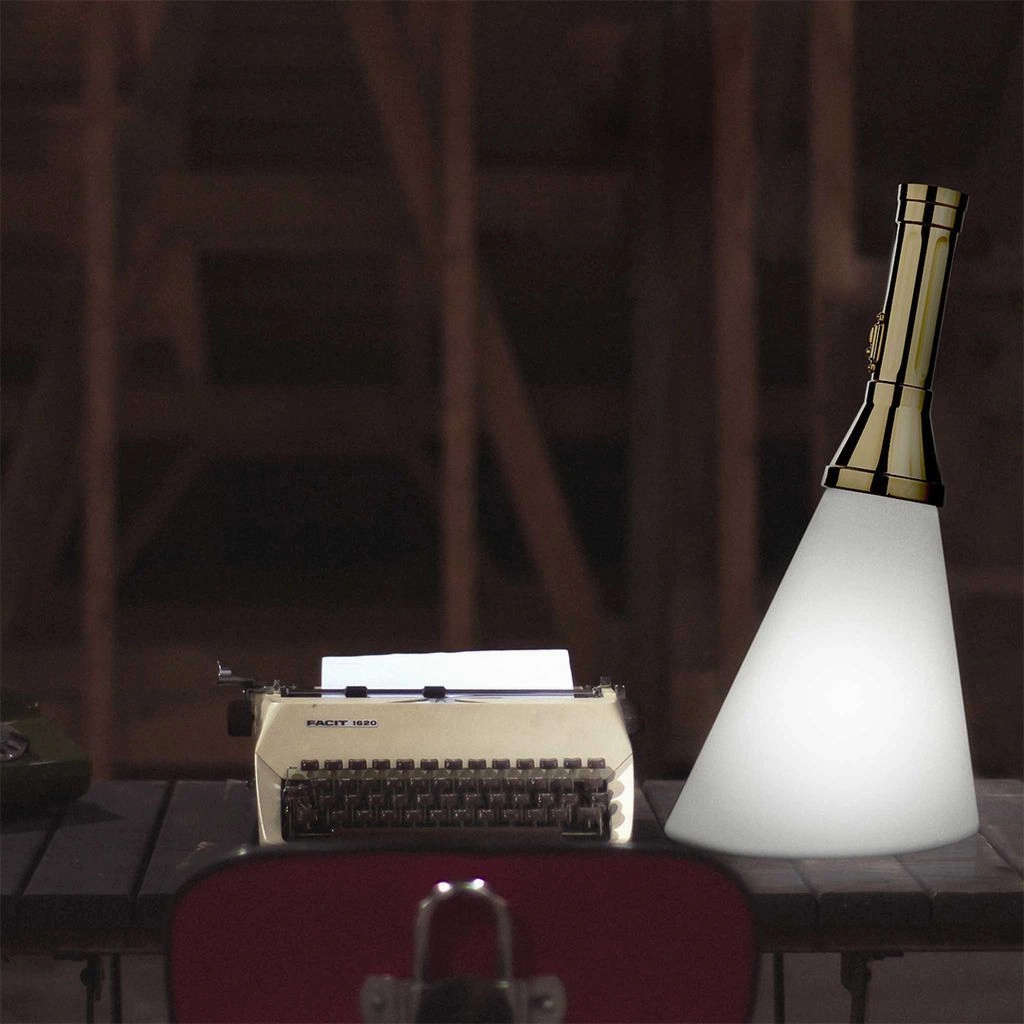 Qeeboo Flash Rechargeable Led Table Lamp Metal Finish H 48 Cm, Silver