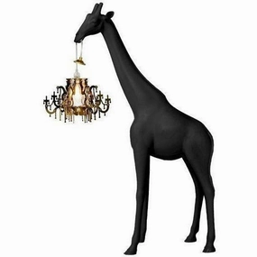 Qeeboo Giraffe In Love Floor Lamp Xs H 1m, Black garden LED light