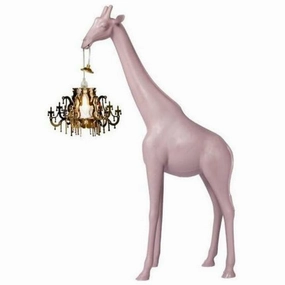 Qeeboo Giraffe In Love Floor Lamp Xs H 1m, Dusty Rose garden LED light