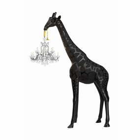 Qeeboo Giraffe In Love Indoor Floor Lamp H 4m, Black garden LED light
