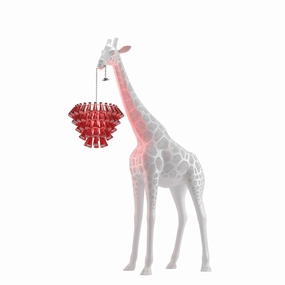 Qeeboo Giraffe In Love M Outdoor White Campari ambient lighting fixture