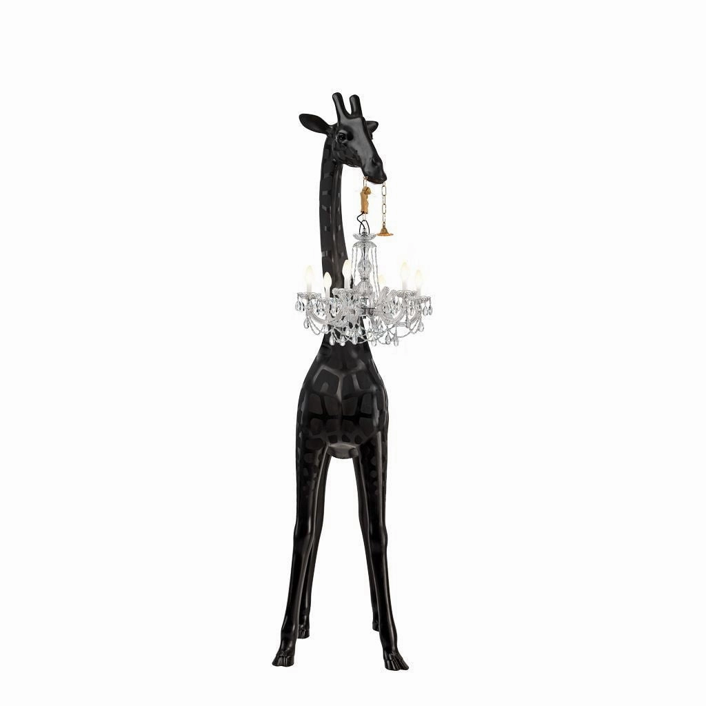 Qeeboo Giraffe In Love Outdoor Floor Lamp H 2.65m, Black