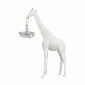 Qeeboo Giraffe In Love Outdoor Floor Lamp H 2.65m, White ambient lighting fixture